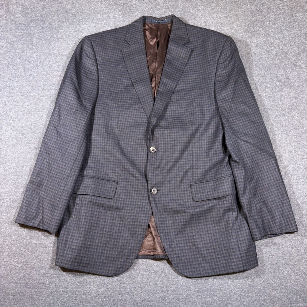 Cremieux Blazer Mens 40R Blue Brown Check Loro Piana Wool 2 Button Sport Coat